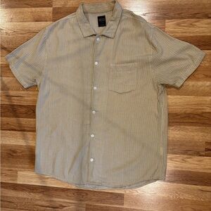 RVCA Men's Beige Striped Button Down Shirt